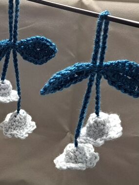 Crochet Flower Charms in Teal and White